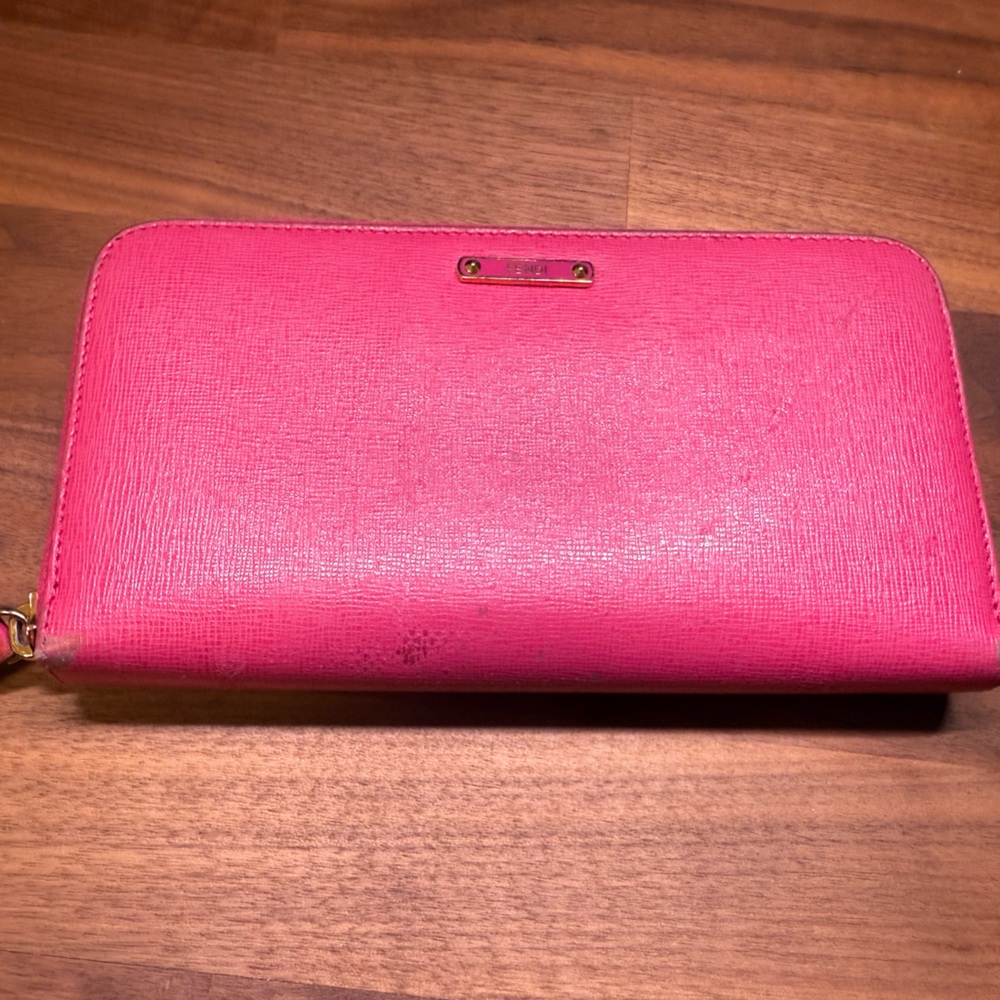 Fendi Pink Leather Crayons Long Zippy Wallet